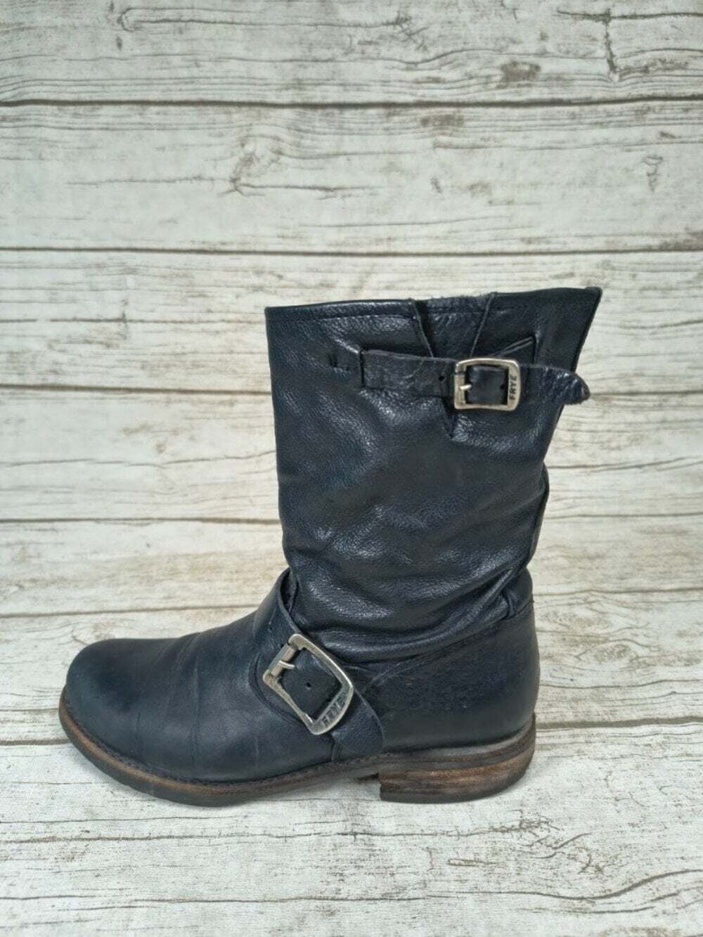 Frye Black Leather Engineer Moto Boots Size 6 B Women - Picture 11 of 11